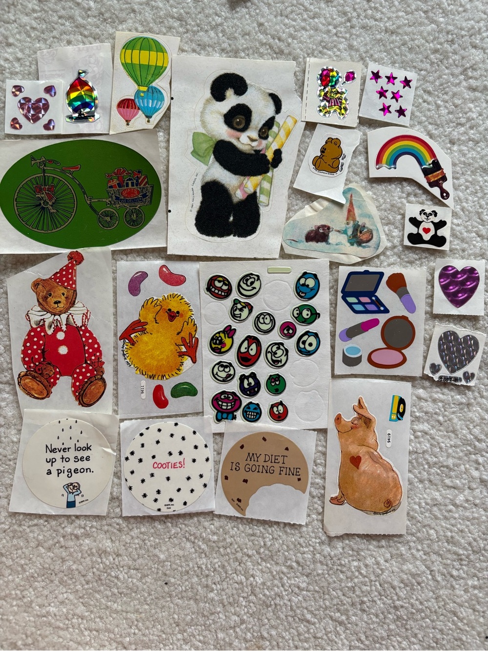Assorted Vintage 50+ Sticker Lot - Colorful Cute Characters